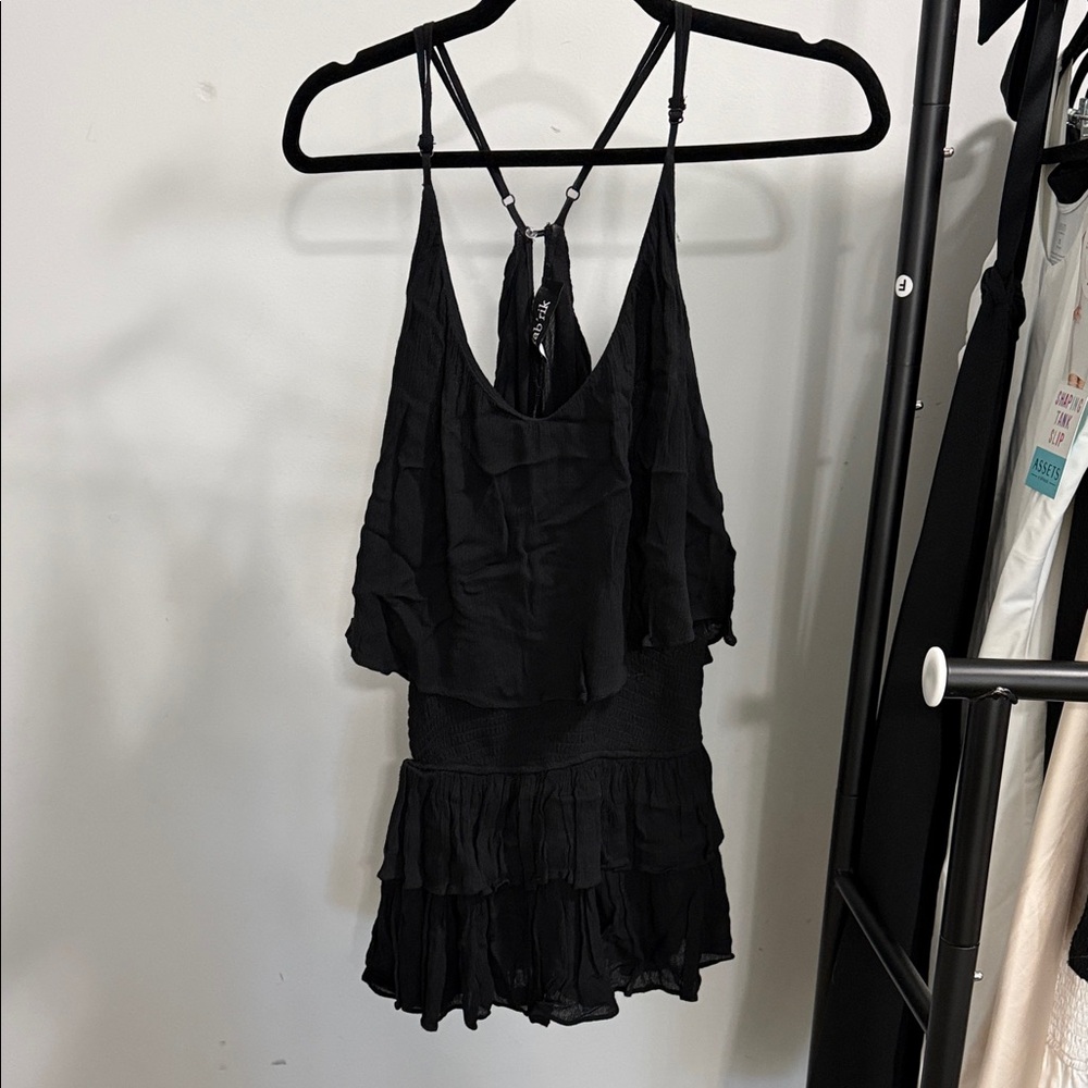 Black Ruffled Sleeveless Romper